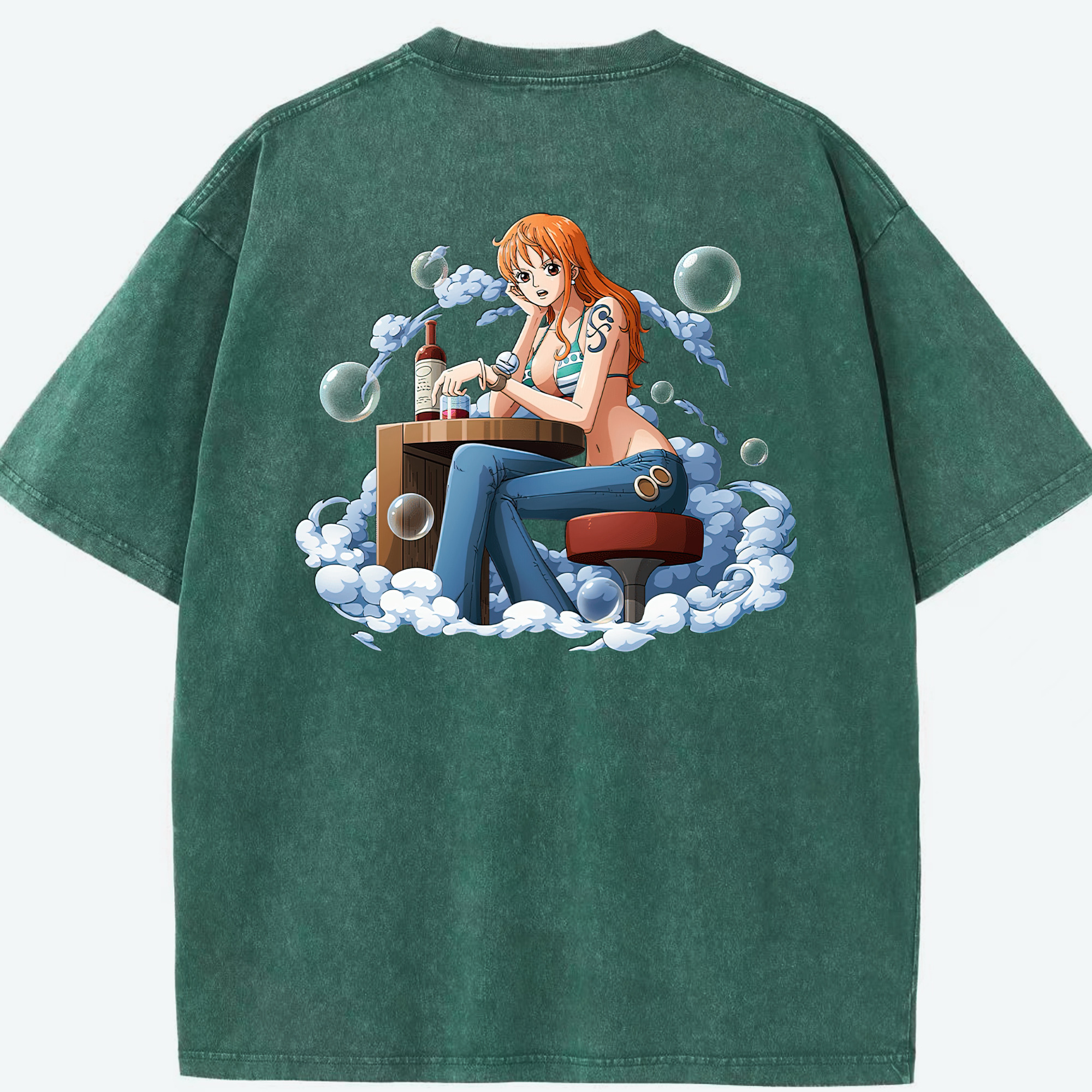 ワンピース ナミ ONE PIECE Nami 綿100% ヴィンテージ風 半袖Tシャツ（背面プリント）